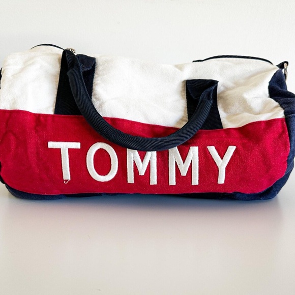 90s Tommy Duffle Bag | Vintage 90s Tommy Blue, Red and White Duffel Bag - Picture 2 of 7